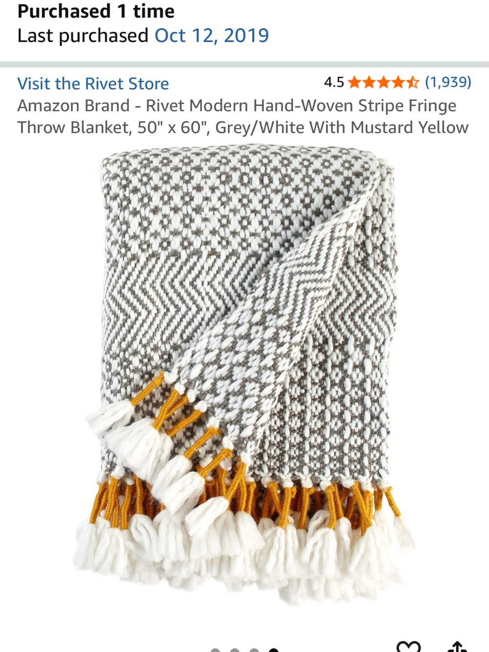 Hand-Woven Grey & Mustard Throw Blanket